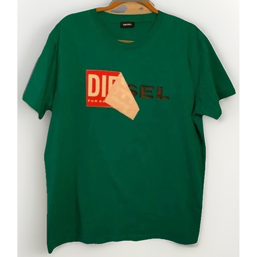 Diesel T-Diego QA Mens Size XL Short Sleeve T Shirt Tee Green Street Retro Men's